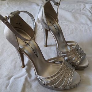 Audrey Brooke Prom Heels Silver Bejeweled Fancy Party